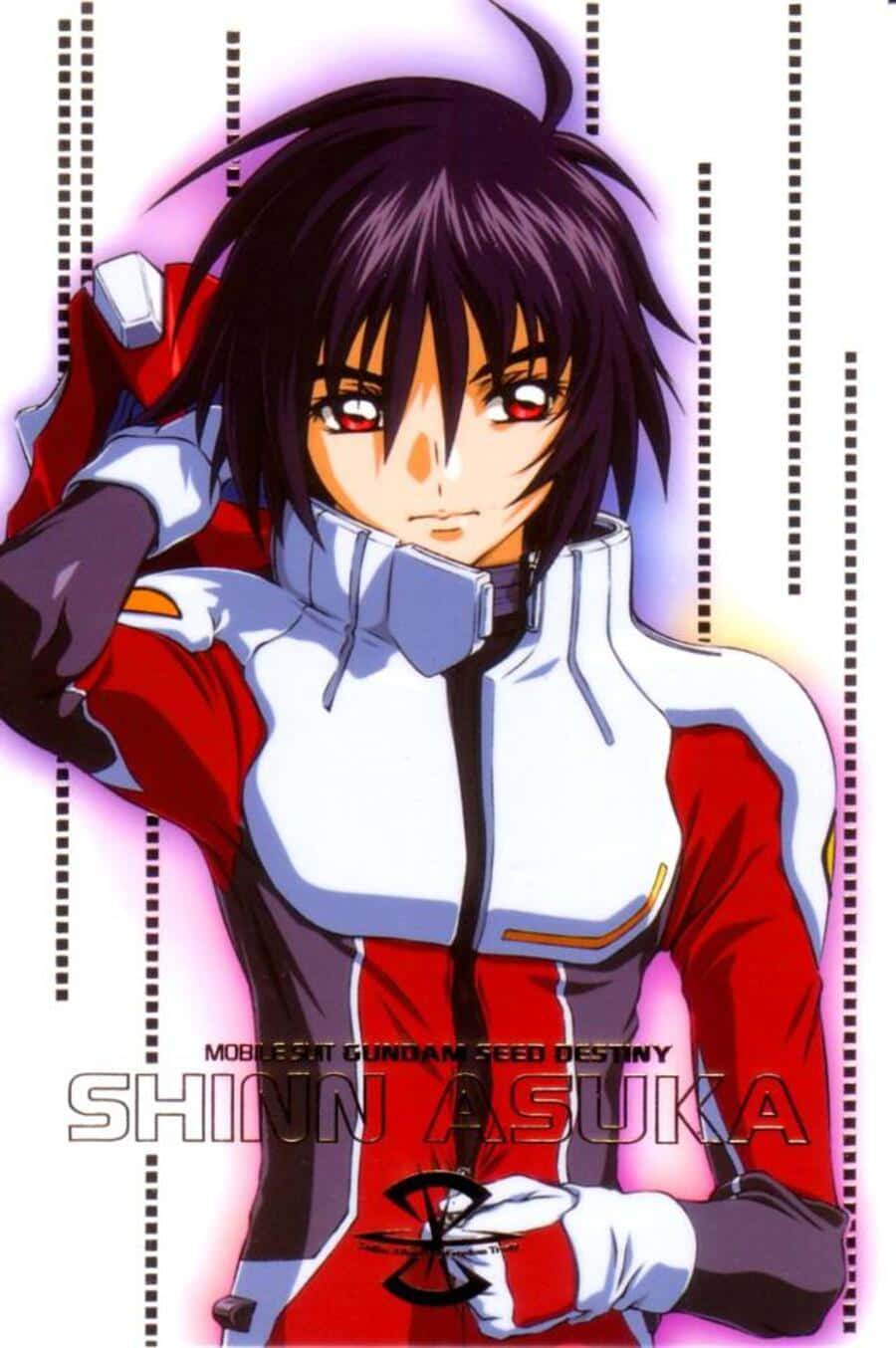 Shinn Asuka, red and white pilot suit, intense red eyes, HD Phone Wallpaper