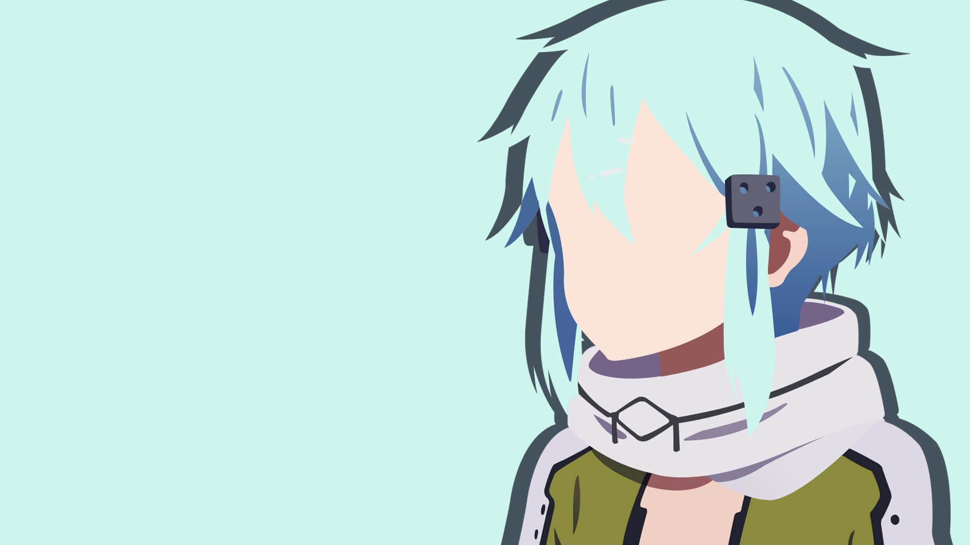 Shino Asada, light blue hair, camera on their face, Full HD Desktop Wallpaper