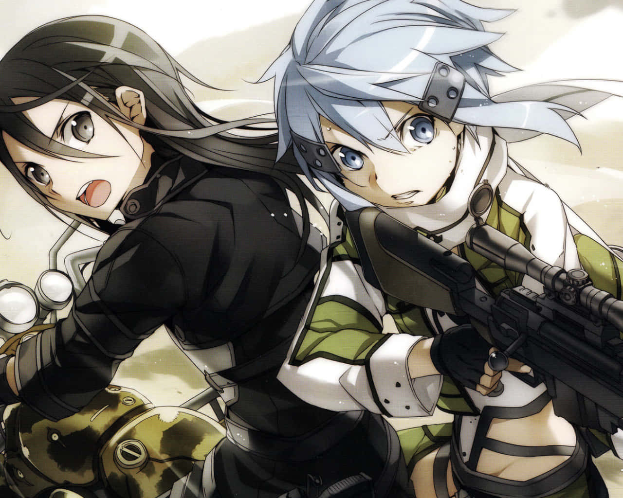 Shino Asada, anime characters, combat gear, HD Desktop Wallpaper