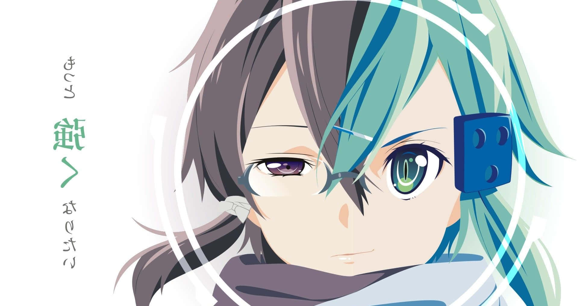 Shino Asada, teal and gray hair, blue cube earpiece, HD Desktop Wallpaper