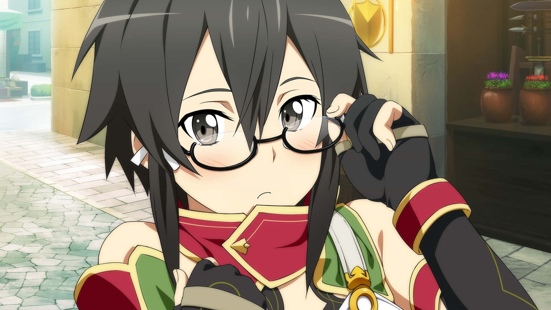 Shino Asada, black hair, glasses, Full HD Desktop Wallpaper