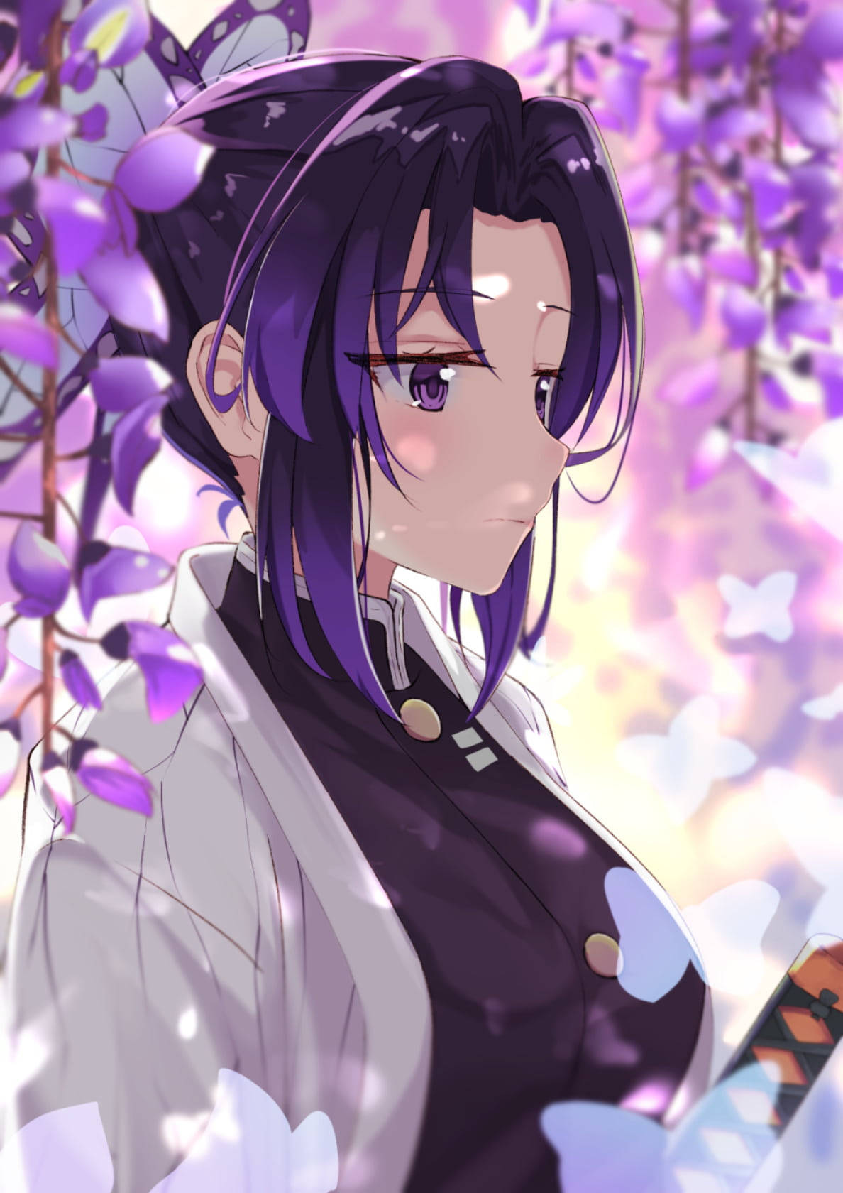 Shinobu Kocho, purple wisteria flowers, purple-haired anime girl, HD Phone Wallpaper
