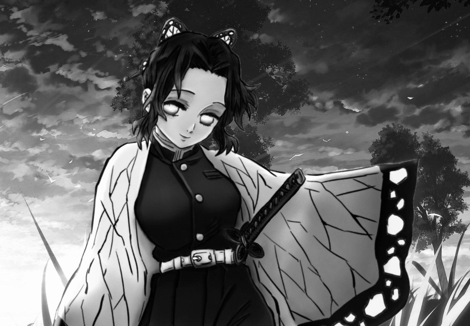 Shinobu Kocho, butterfly-winged kimono, cat ears, HD Desktop Wallpaper