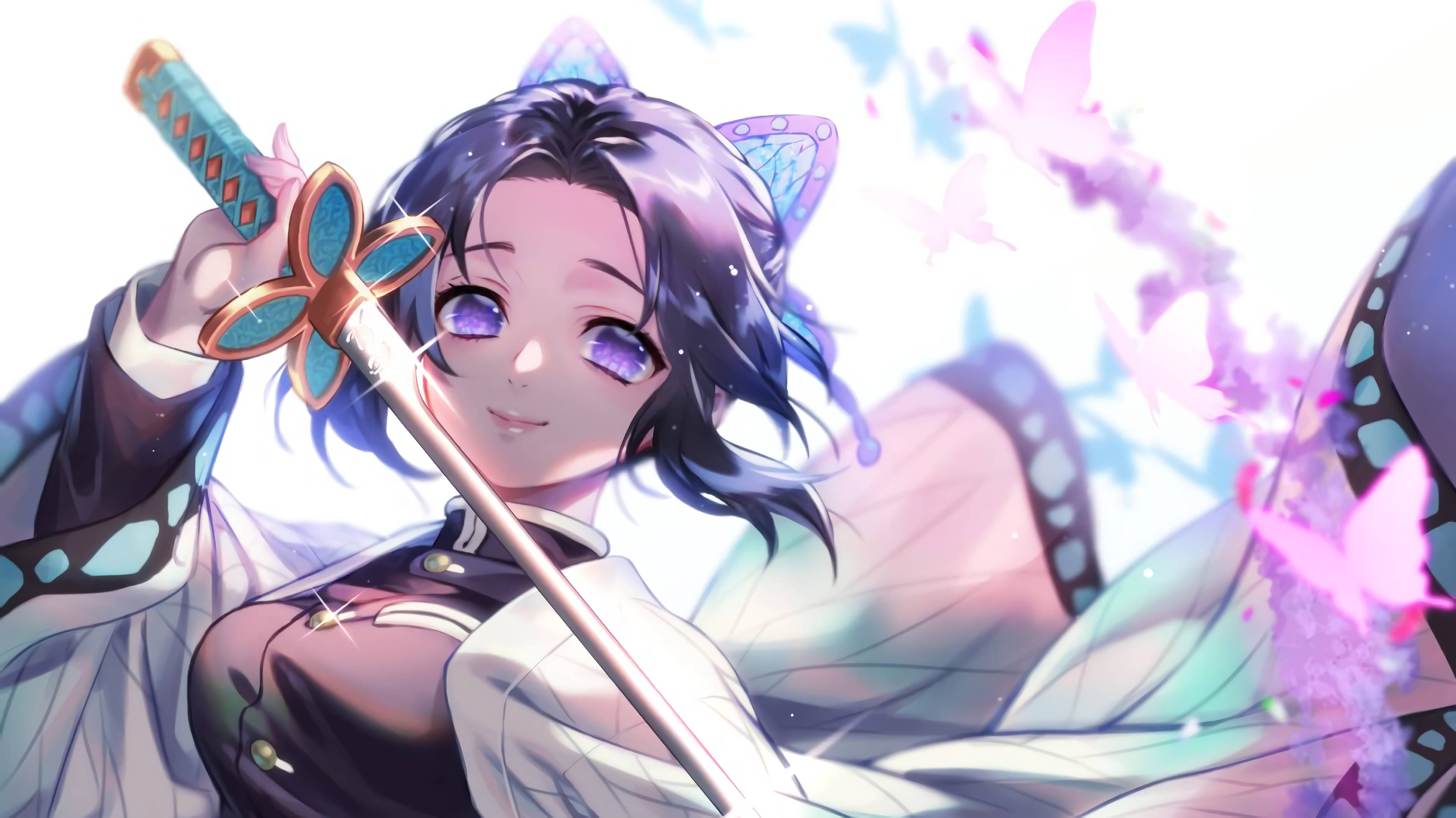 Shinobu Kocho, butterfly wings, purple eyes, 4K Desktop Wallpaper