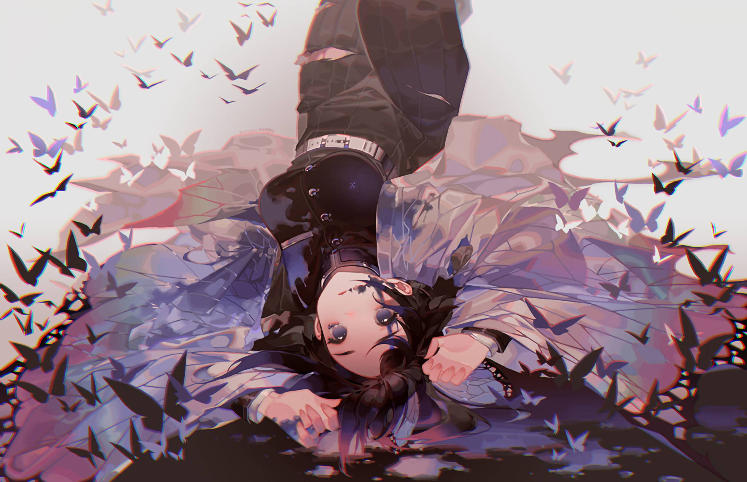 Shinobu, dead butterfly, dark hair, Full HD Desktop Wallpaper