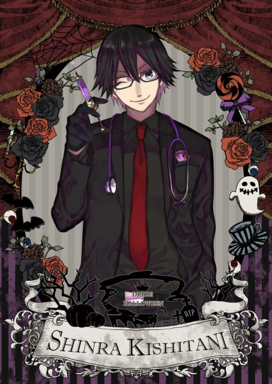 Shinra Kishitani, black suit, red tie, SD Phone Wallpaper