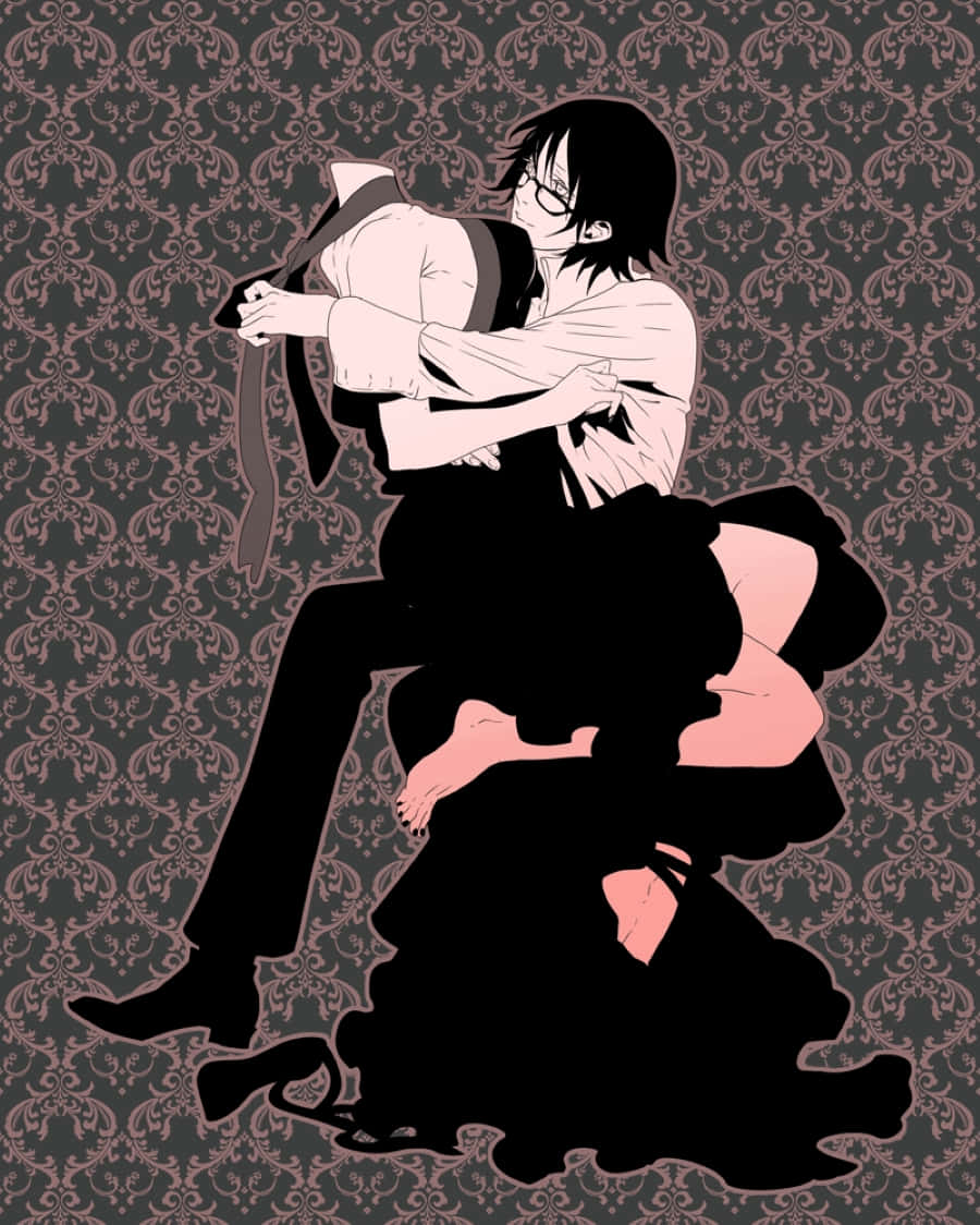 Shinra Kishitani, dark damask wallpaper, anime-style illustration, SD Phone Wallpaper