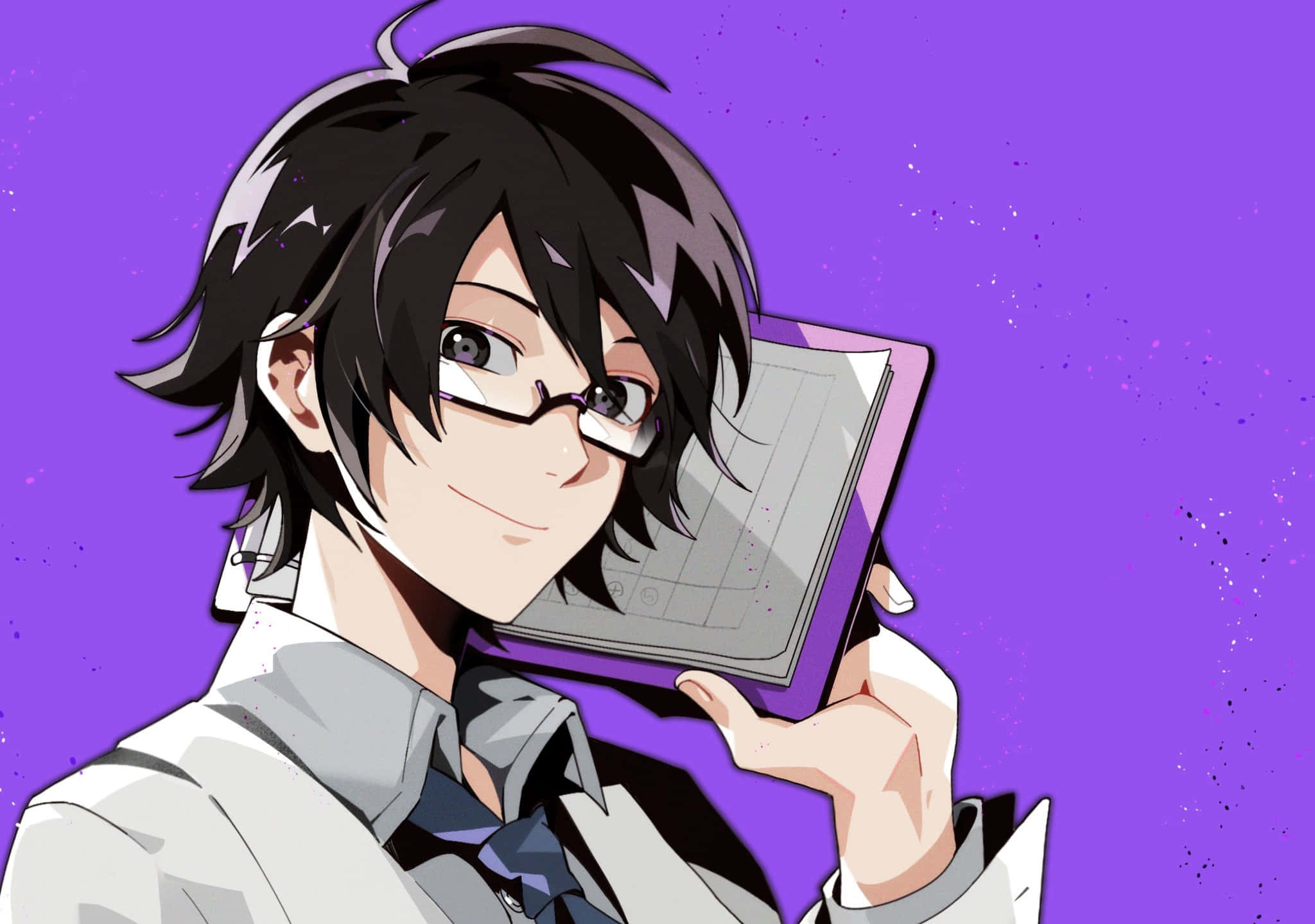 Shinra Kishitani, glasses, tablet, Full HD Desktop Wallpaper
