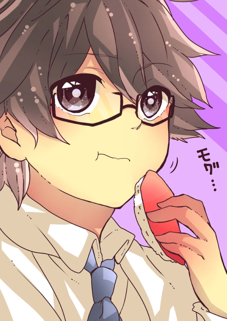 Shinra Kishitani, glasses, red snack, SD Phone Wallpaper