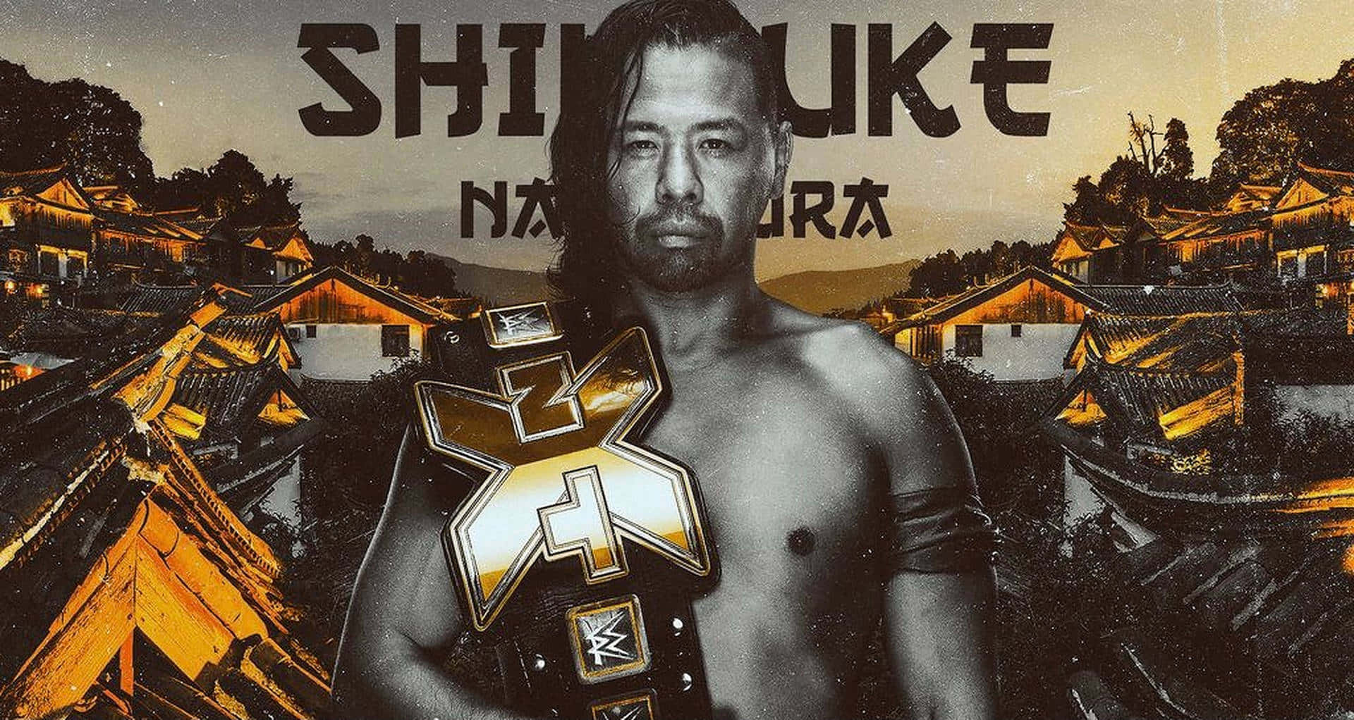 Shinsuke Nakamura, championship belt, traditional Japanese architecture, Full HD Desktop Wallpaper