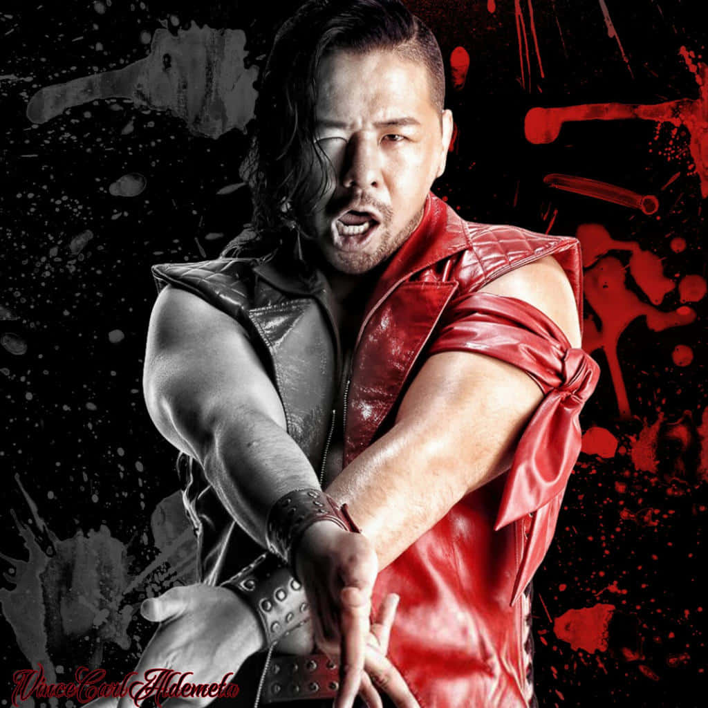 Shinsuke Nakamura, red leather vest, black background, SD Desktop Wallpaper