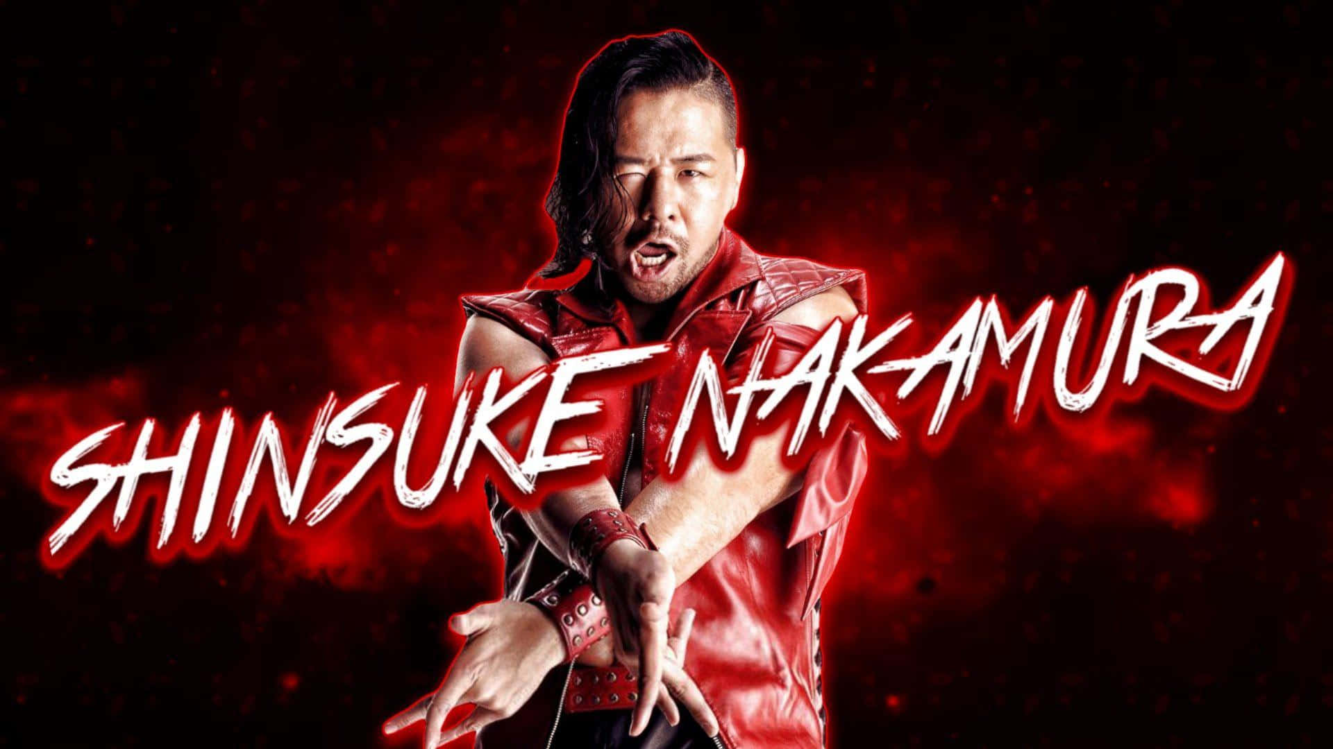 Shinsuke Nakamura, red leather outfit, dark red particle background, Full HD Desktop Wallpaper
