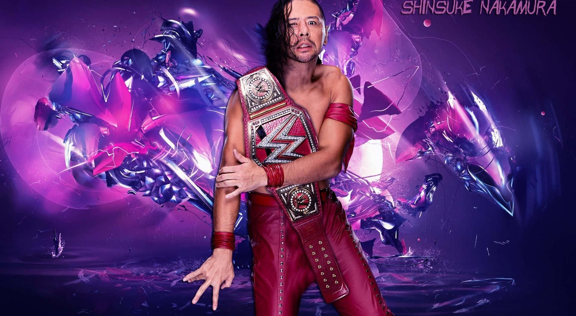 Shinsuke Nakamura, red leather gear, championship belt, HD Desktop Wallpaper