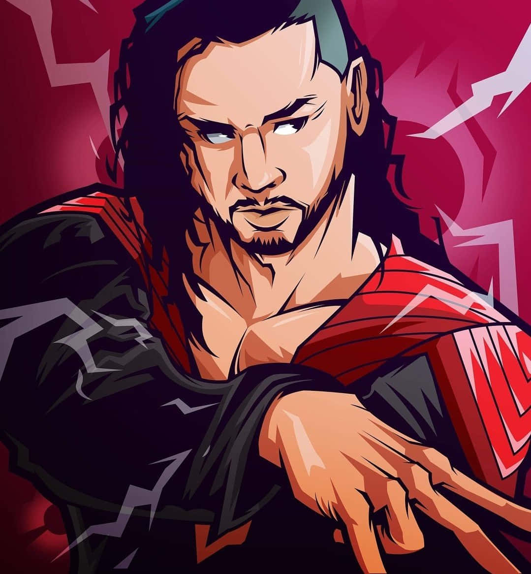 Shinsuke Nakamura, anime sketch style, dark hair, SD Phone Wallpaper