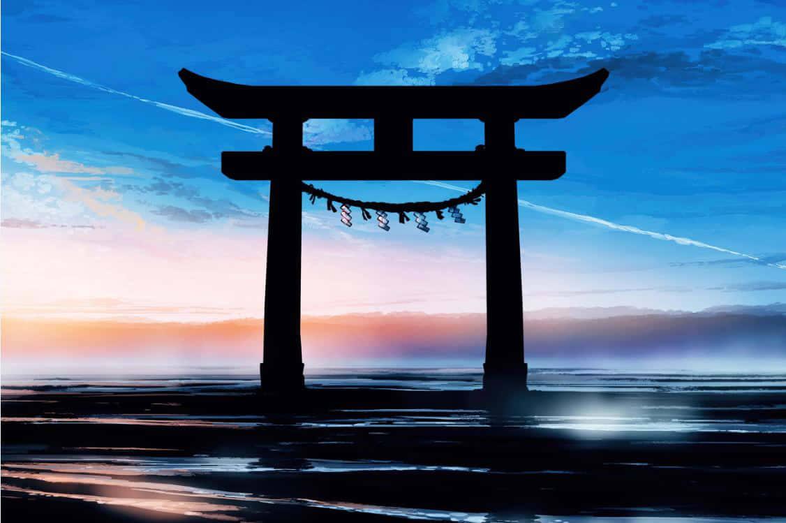 Shinto, torii gate, twilight sky, SD Desktop Wallpaper