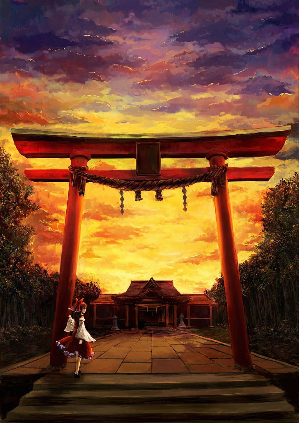 Shinto, red torii gate, sunset, HD Phone Wallpaper
