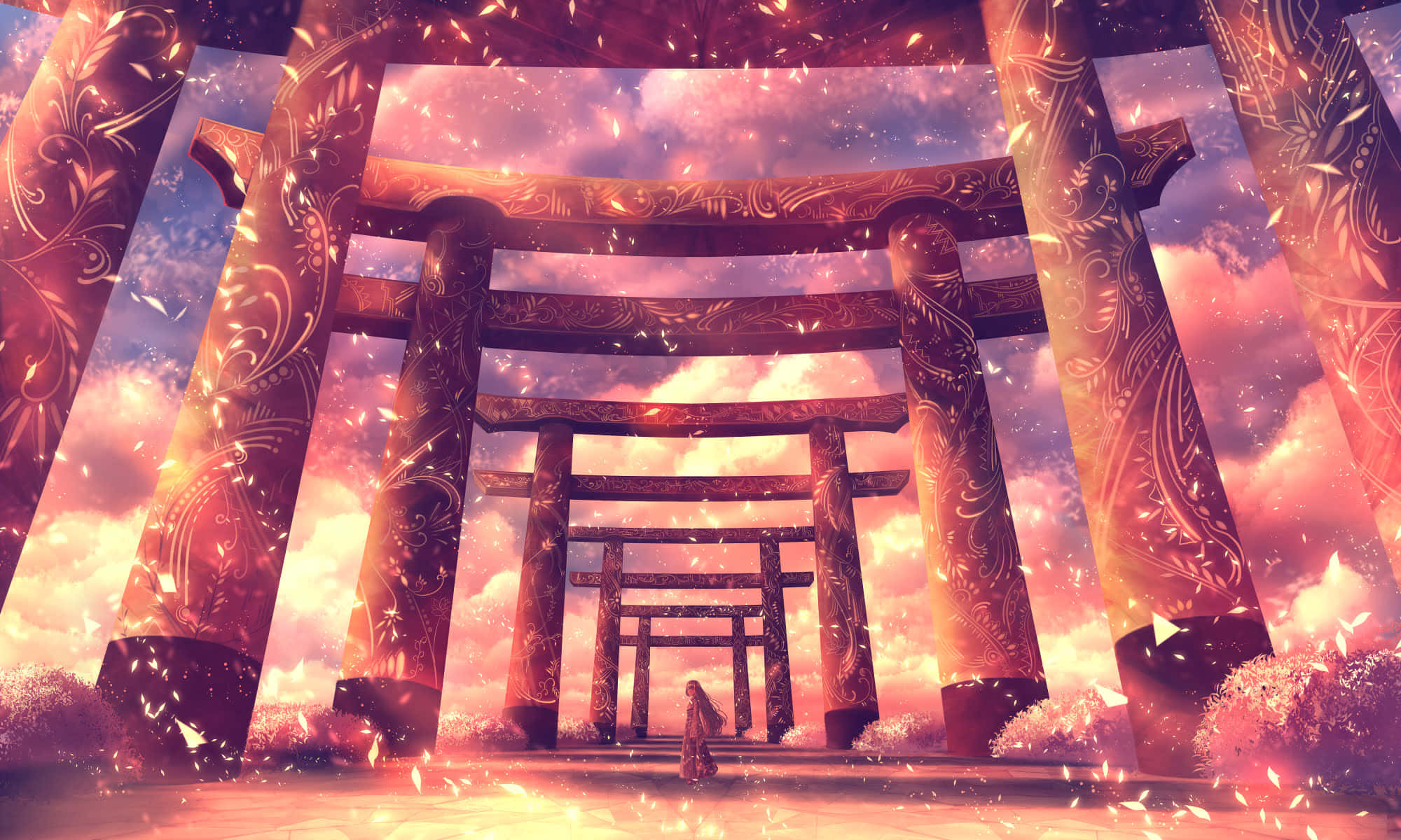 Shinto 2000, torii gate, serene Shinto shrine, Full HD Desktop Wallpaper