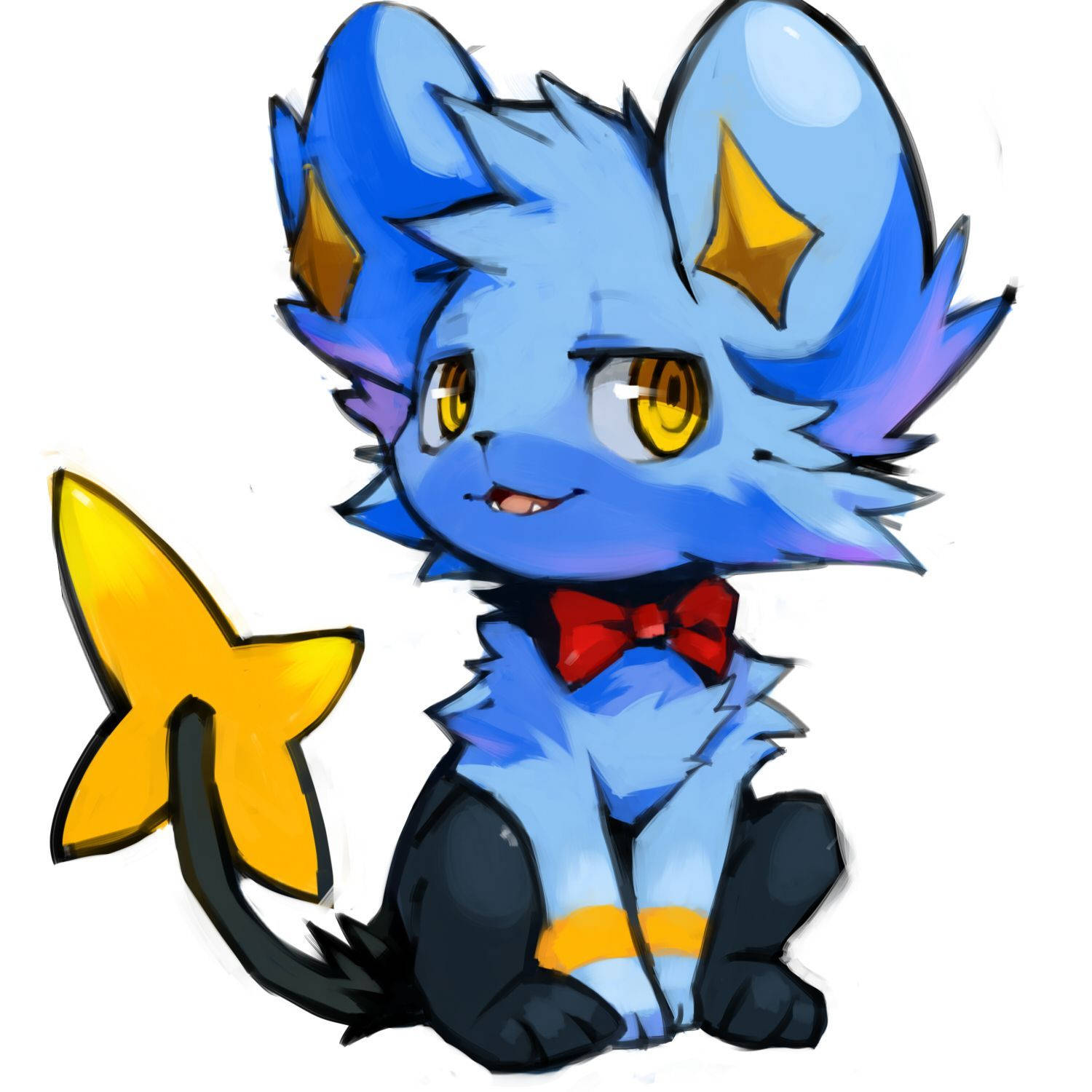 Shinx, red bowtie, yellow star ears, HD Desktop Wallpaper