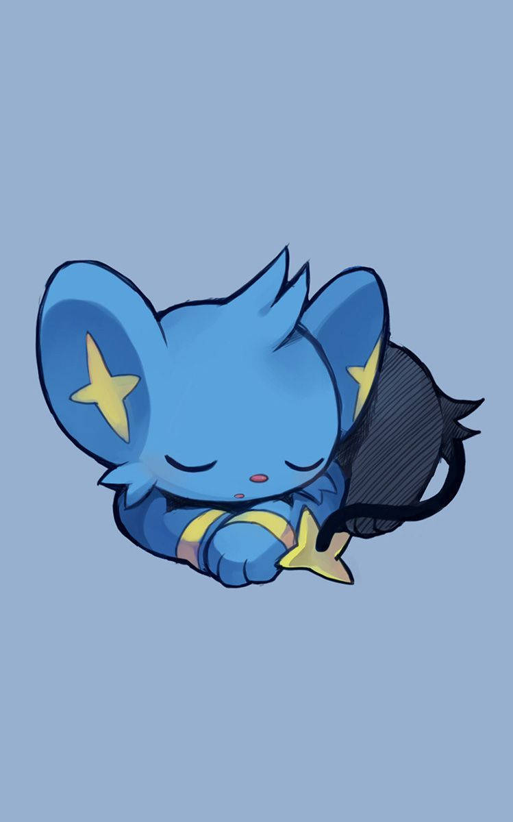 Shinx, blue cartoon mouse, yellow stars, SD Phone Wallpaper