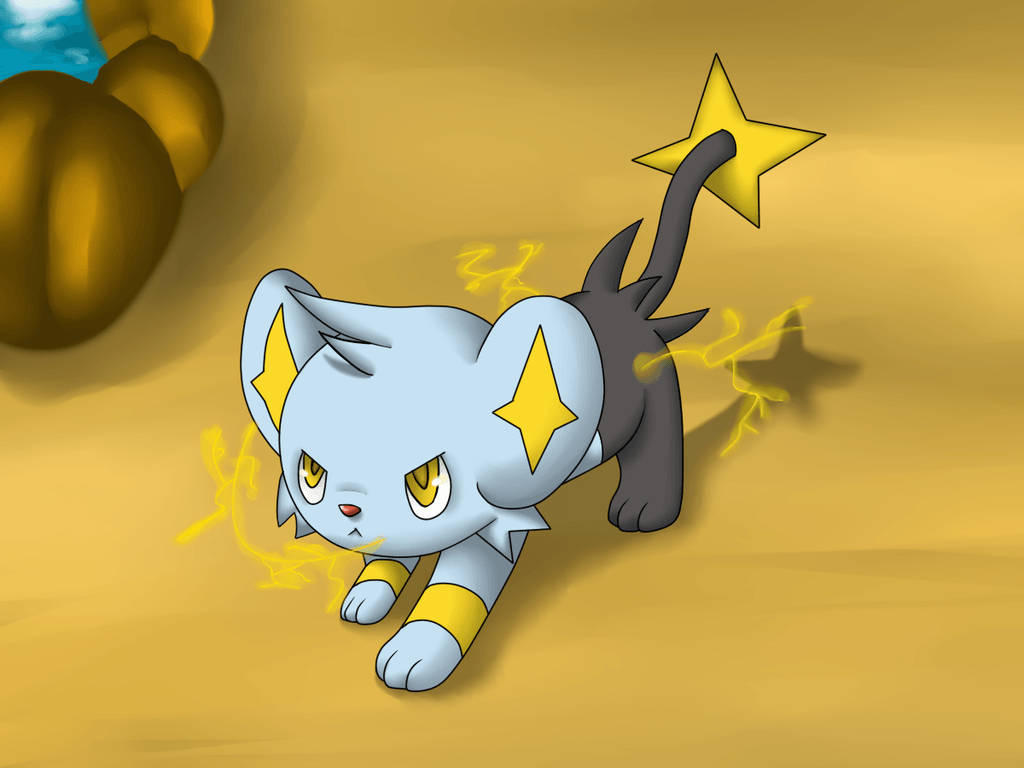 Shinx, yellow star markings, lightning effects, SD Desktop Wallpaper