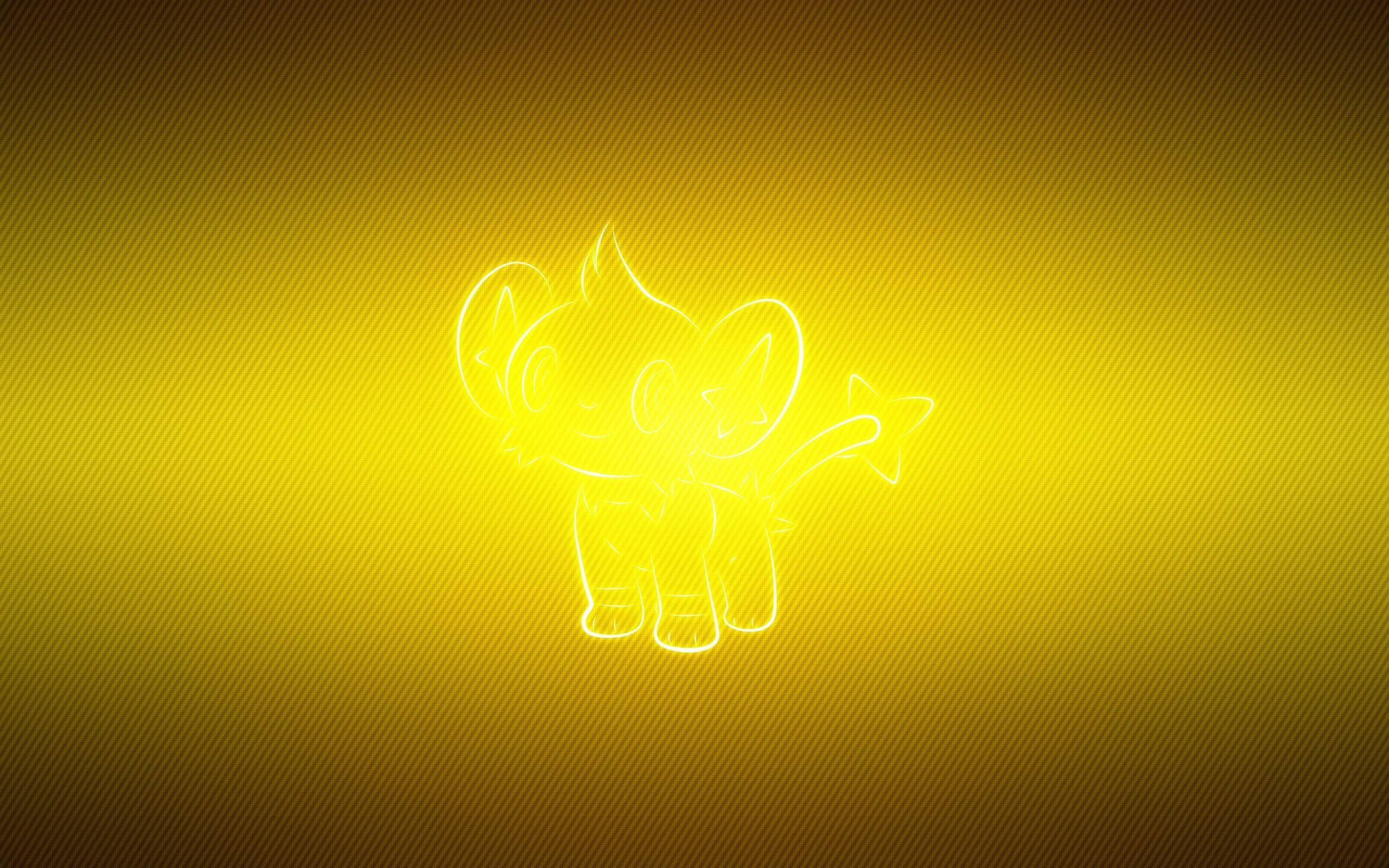 Shinx, glowing neon outline, star-shaped tail, 2K Desktop Wallpaper