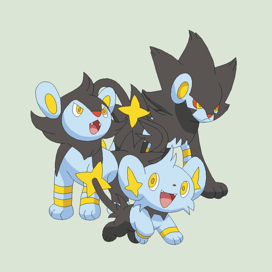 Shinx, blue and black fur, yellow star accents, SD Desktop Wallpaper