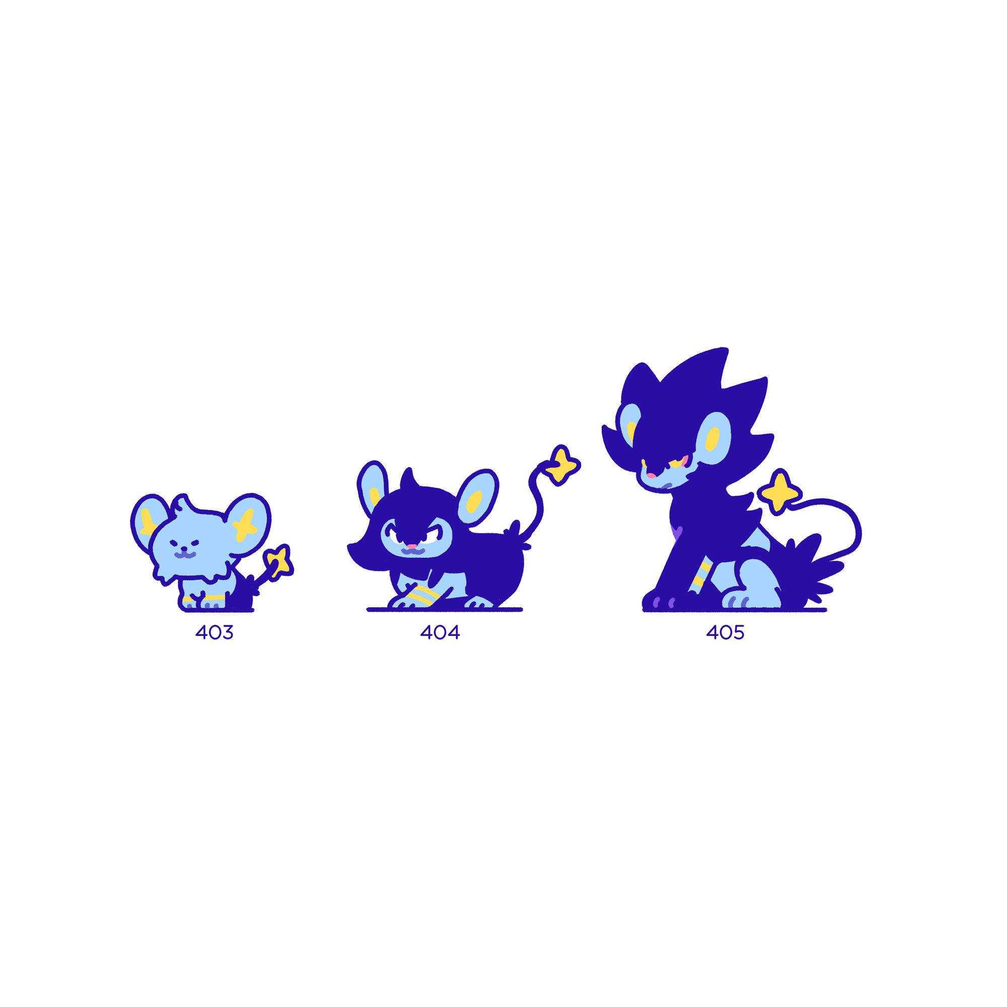 Shinx, cute cartoon mouse-like creatures, blue and yellow, Full HD Desktop Wallpaper