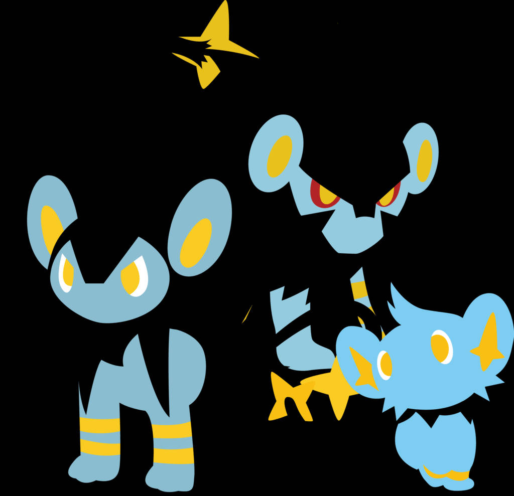 Shinx, evolutionary line, blue and yellow, SD Desktop Wallpaper