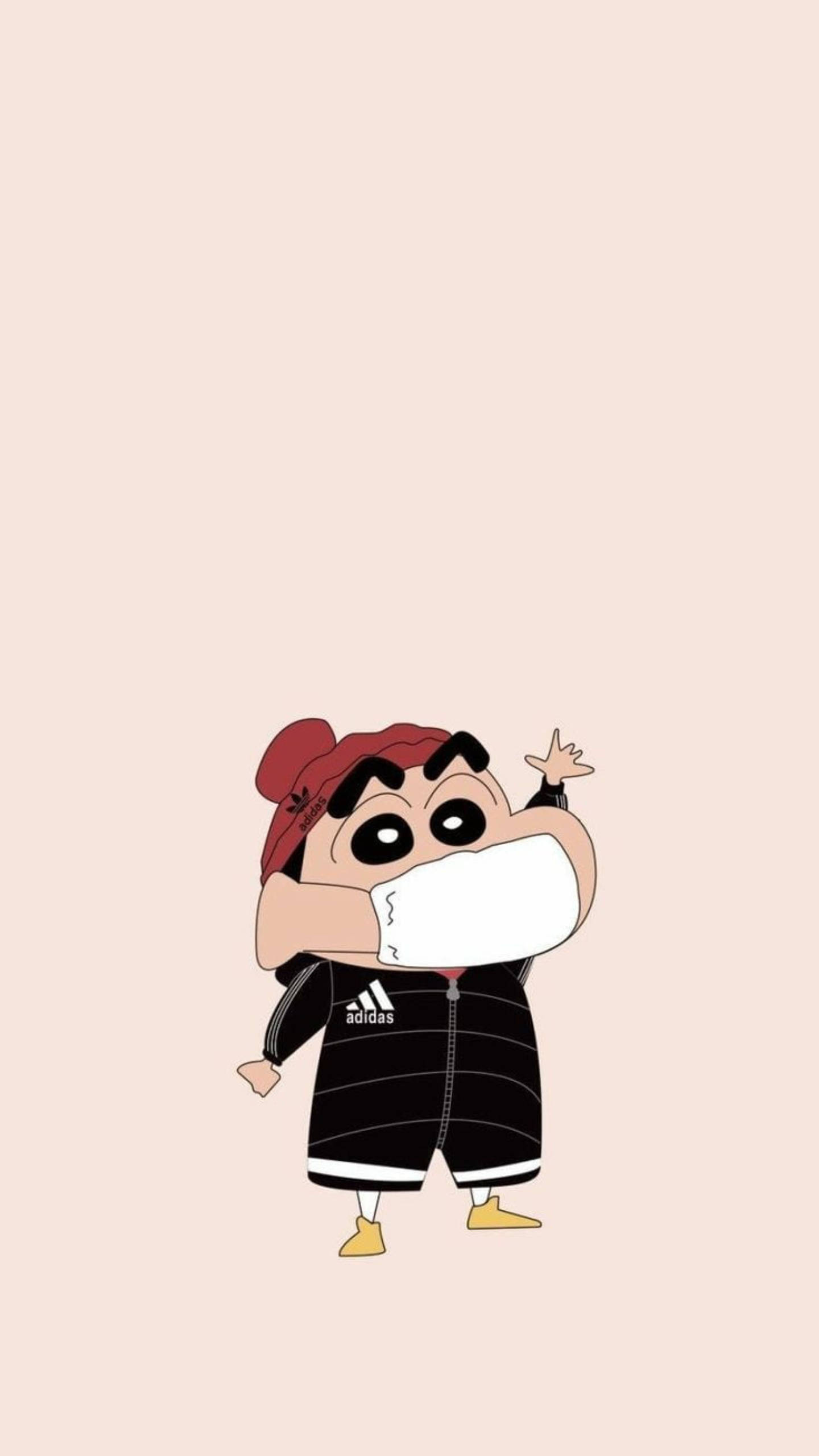 adidas jacket, shinchan, red hair, 2K Phone Wallpaper