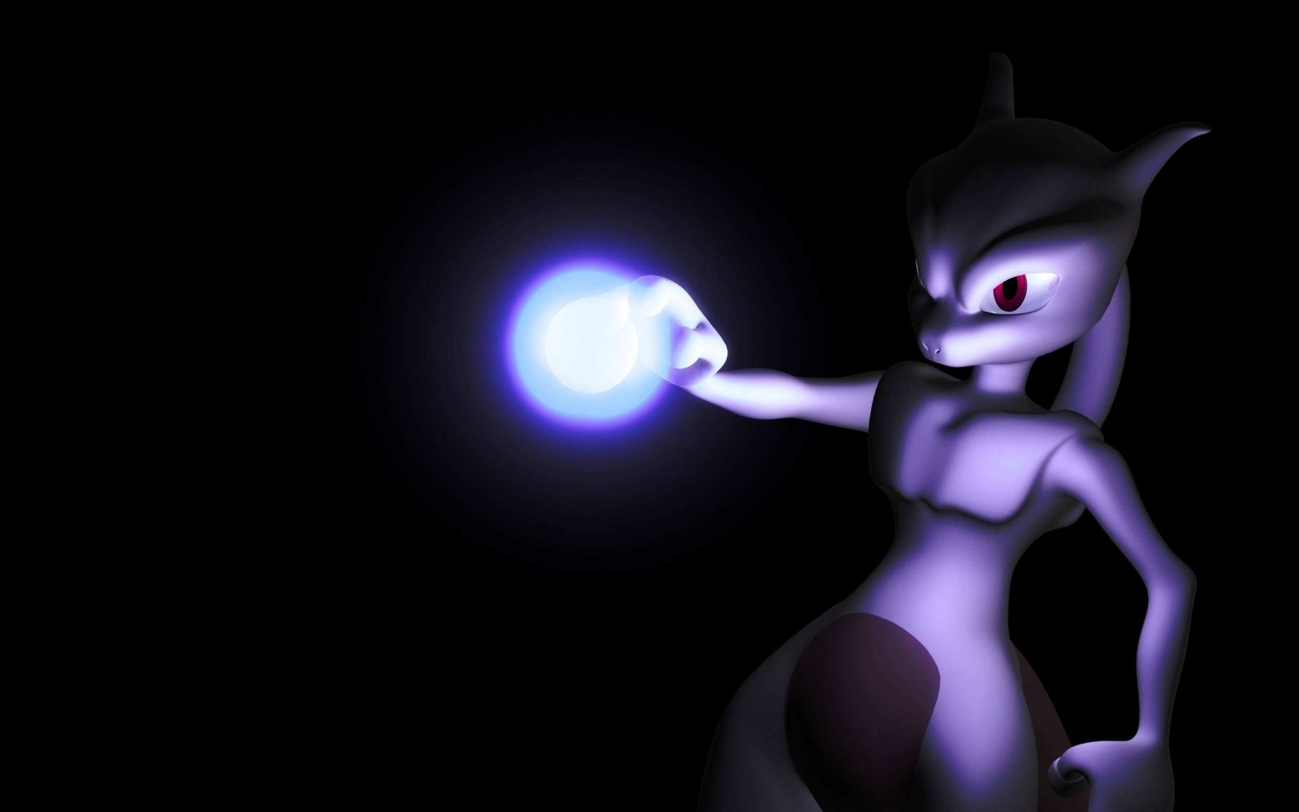 Shiny Mewtwo, Light Ball, glowing purple, 2K Desktop Wallpaper