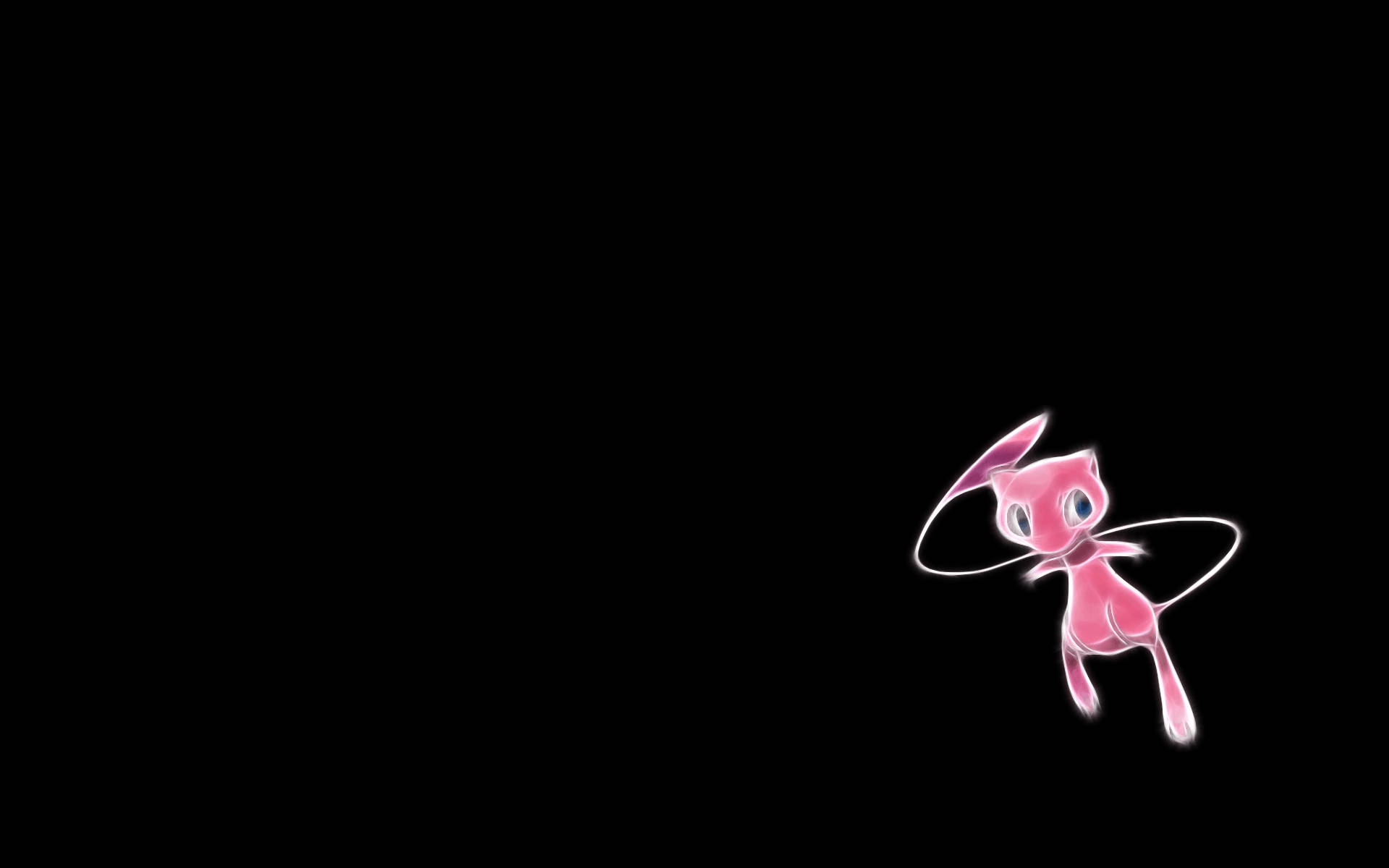 Pink Shiny Mewtwo, black background, glowing pink, Full HD Desktop Wallpaper