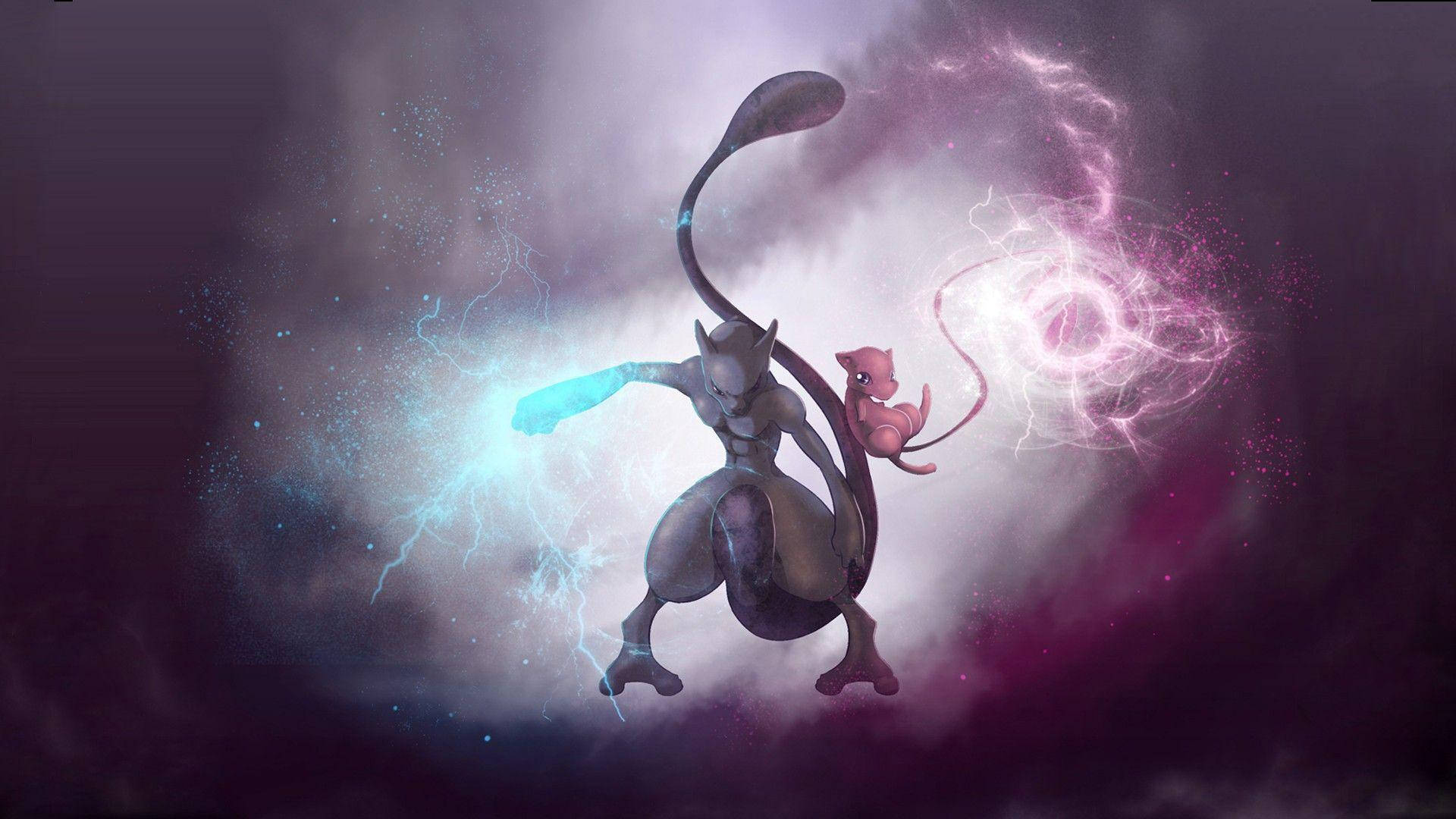 Shiny Mewtwo, lightning punch, electric energy, Full HD Desktop Wallpaper