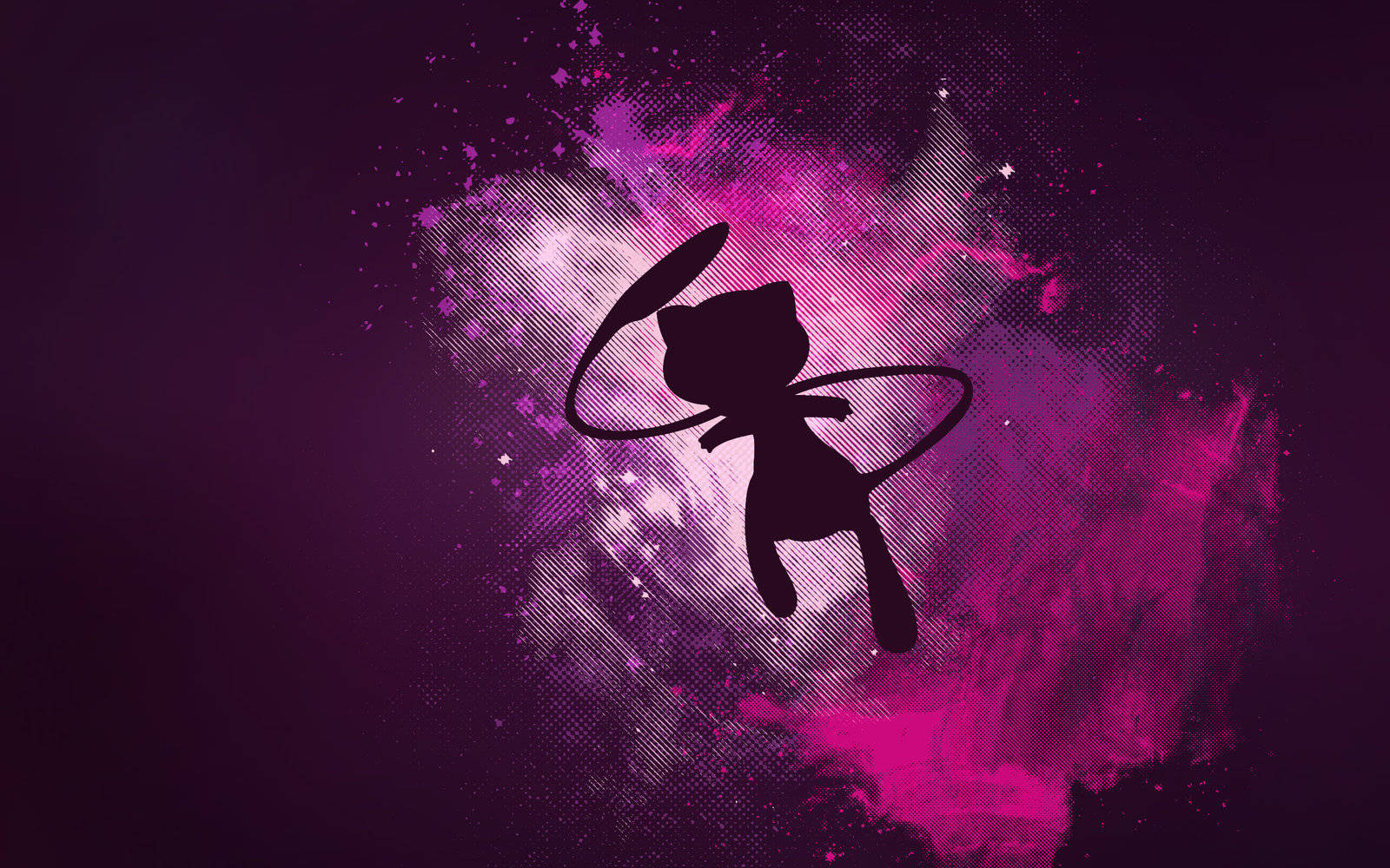 Shiny Mewtwo, silhouette, cat-like creature, HD Desktop Wallpaper