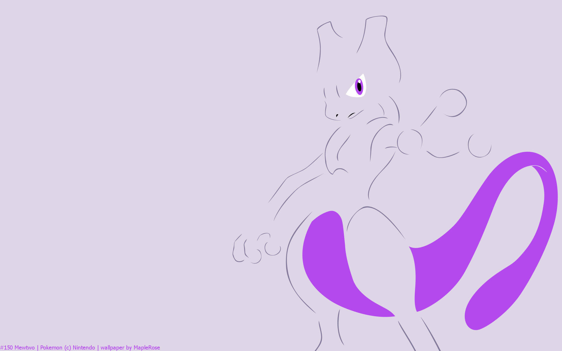 Minimal Shiny Mewtwo Vector, Mewtwo, purple accents, Full HD Desktop Wallpaper