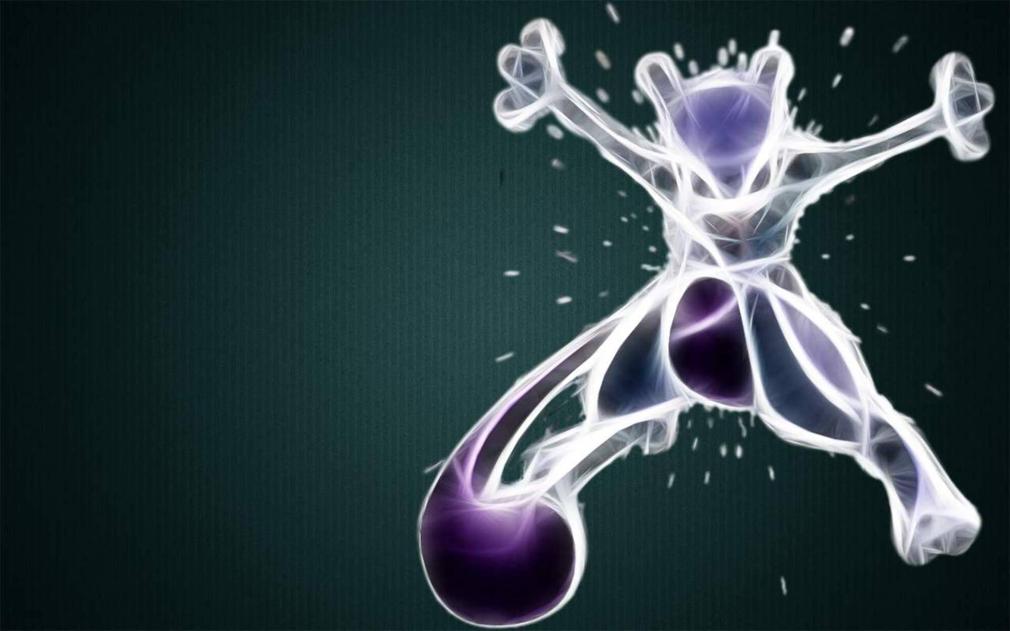 Glowing Neon Mewtwo, Mewtwo, purple, Full HD Desktop Wallpaper