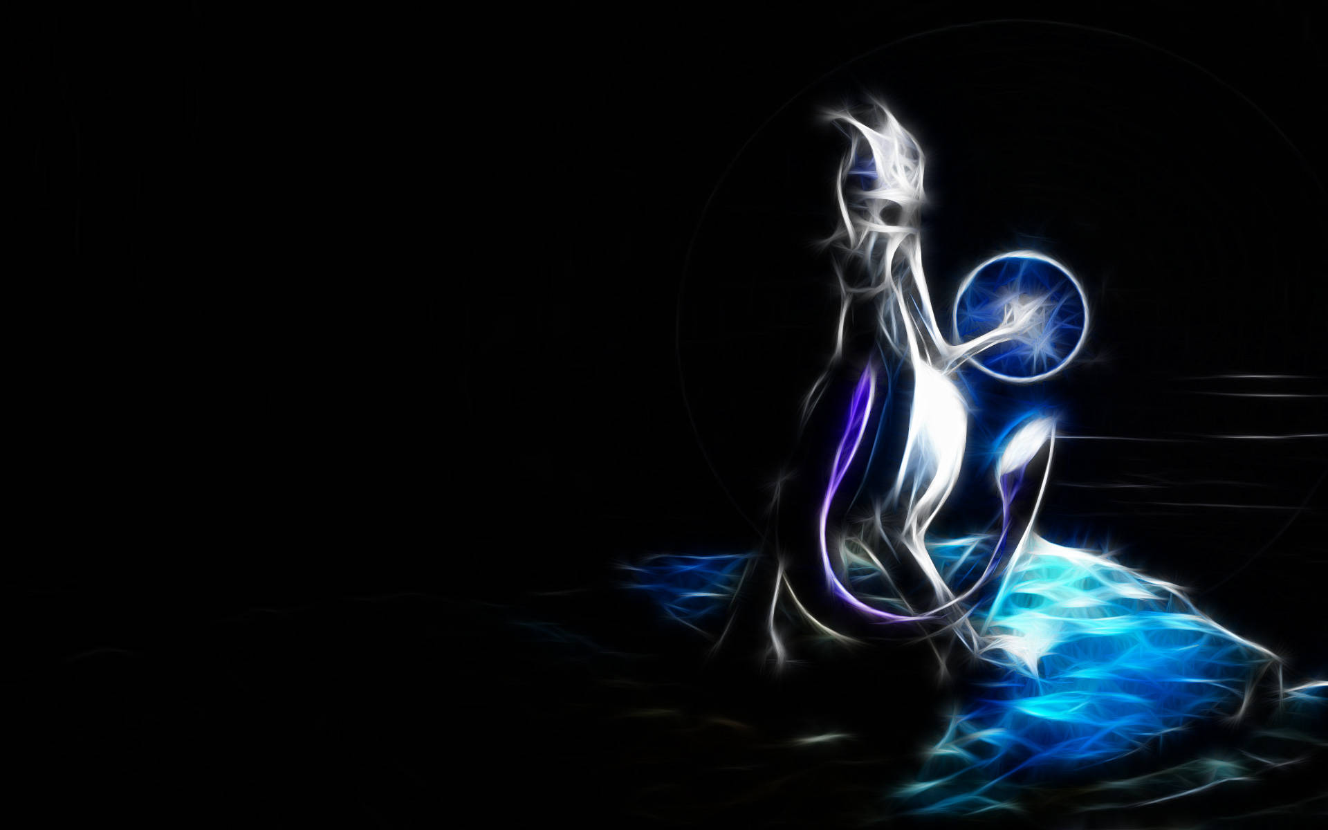 Mewtwo, glowing blue, white, Full HD Desktop Wallpaper