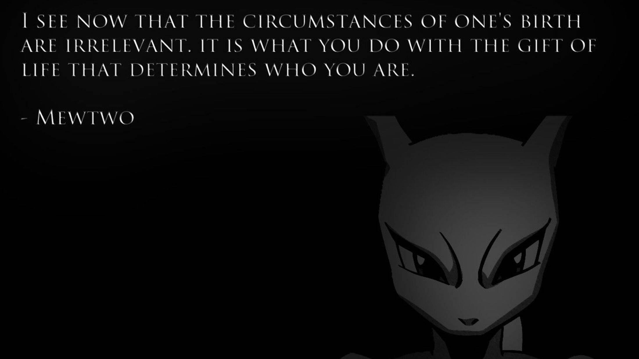 Mewtwo, dark monochrome, intense eyes, Full HD Desktop Wallpaper