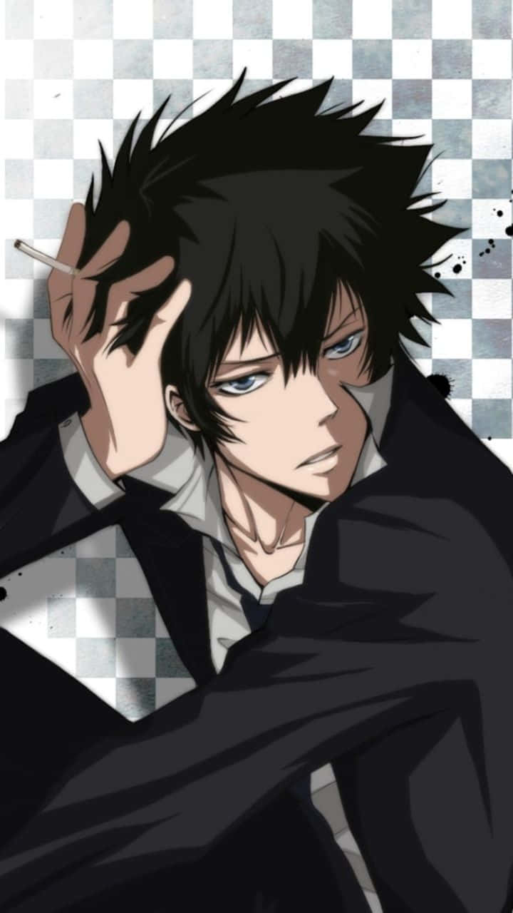 Shinya Kogami, spiky black hair, blue eyes, HD Phone Wallpaper
