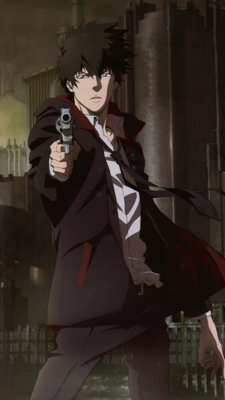 Shinya Kogami, spiky hair, pistol, HD Phone Wallpaper