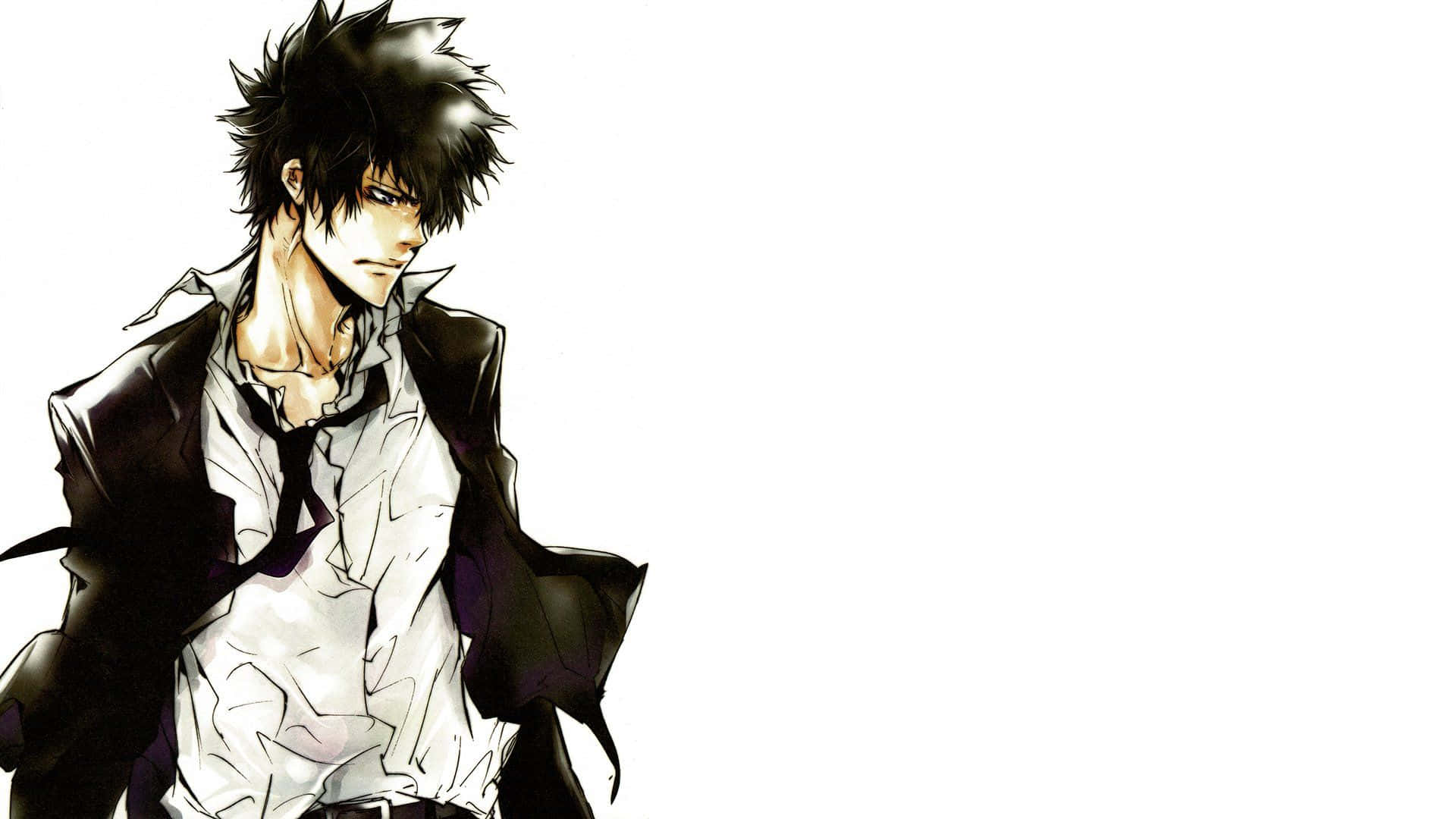 Shinya Kogami, spiky-haired anime male, torn white shirt, Full HD Desktop Wallpaper