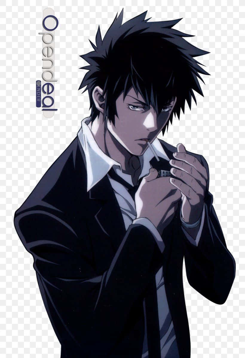 Shinya Kogami, spiky black hair, dark suit, SD Phone Wallpaper