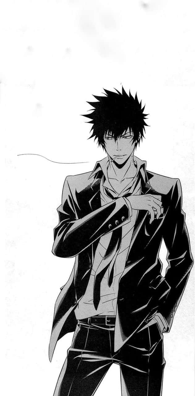 Shinya Kogami, spiky-haired anime male, sharp suit, HD Phone Wallpaper