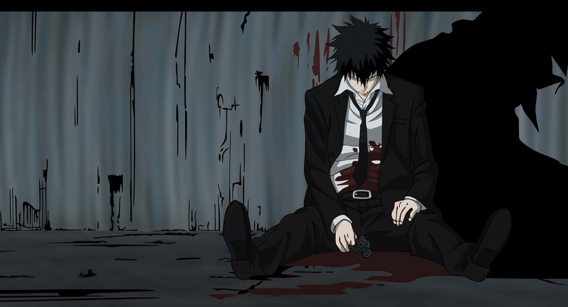 Shinya Kogami, spiky-haired, bloodied suit, Full HD Desktop Wallpaper