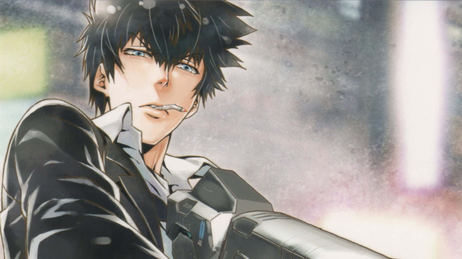 Shinya Kogami, spiky black hair, blue eyes, Full HD Desktop Wallpaper