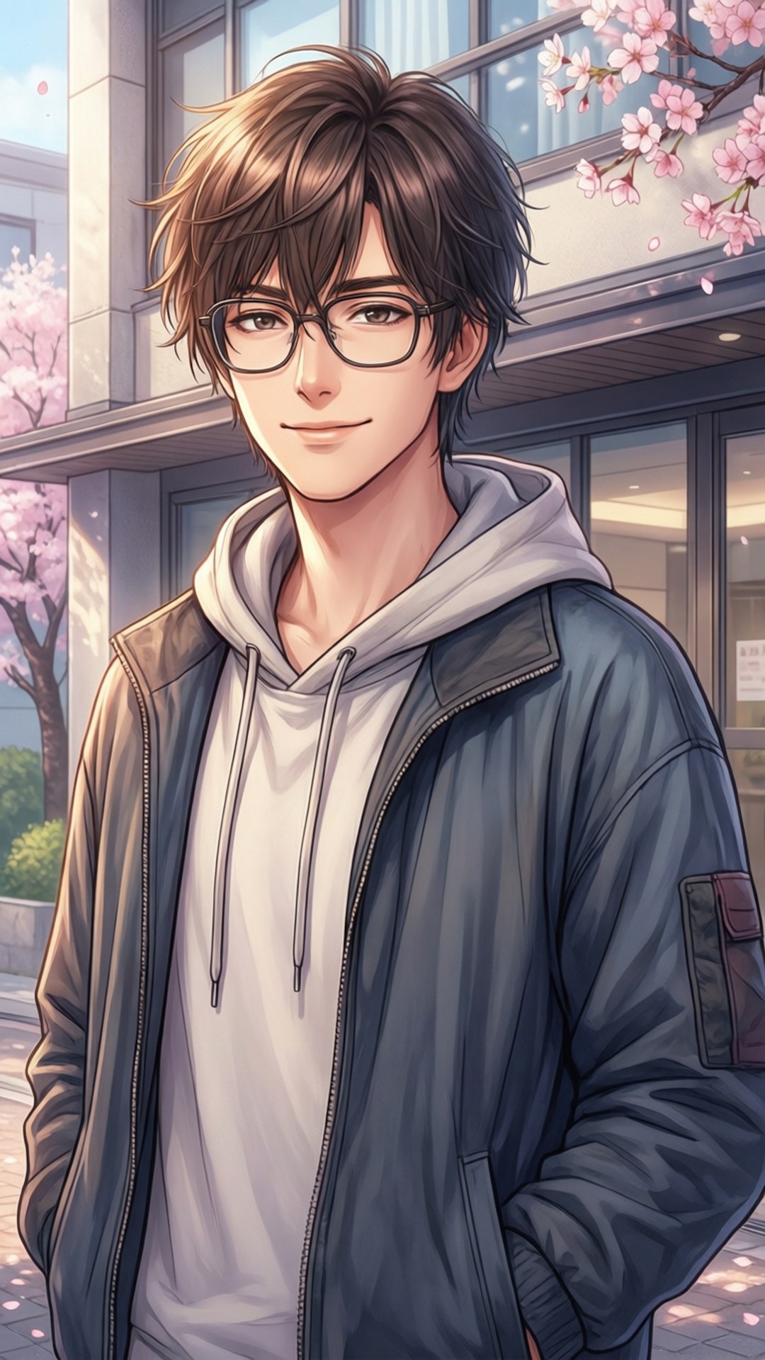 Shion Karanomori, cherry blossoms, spring day, Full HD Phone Wallpaper