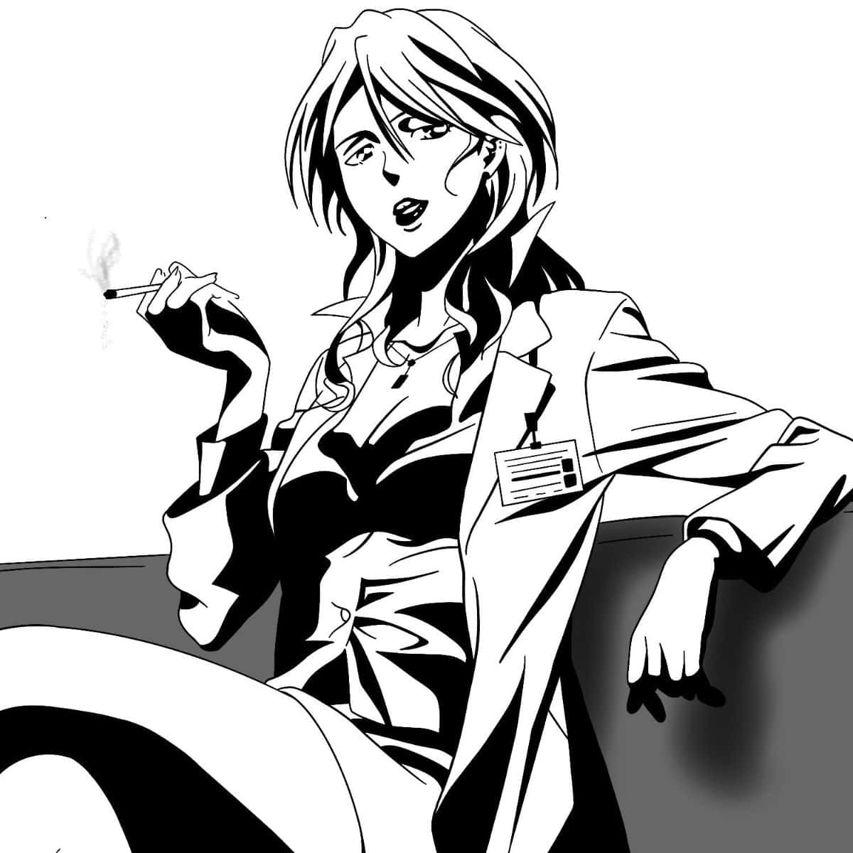 Shion Karanomori, lab coat, cigarette, SD Desktop Wallpaper