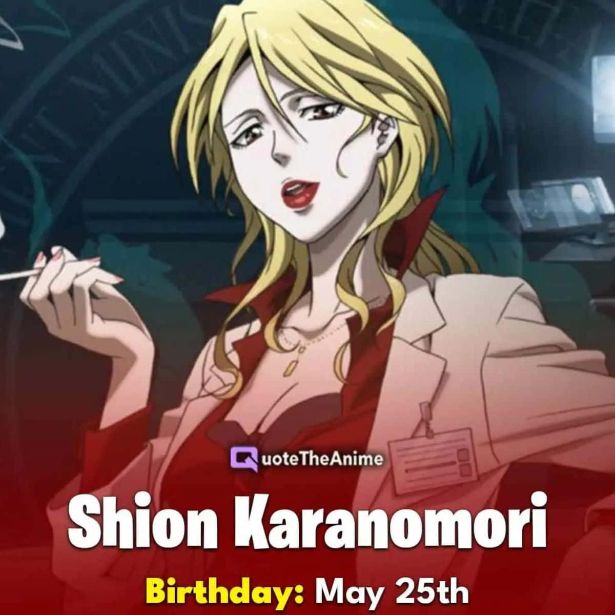 Shion Karanomori, red outfit, cigarette, SD Desktop Wallpaper