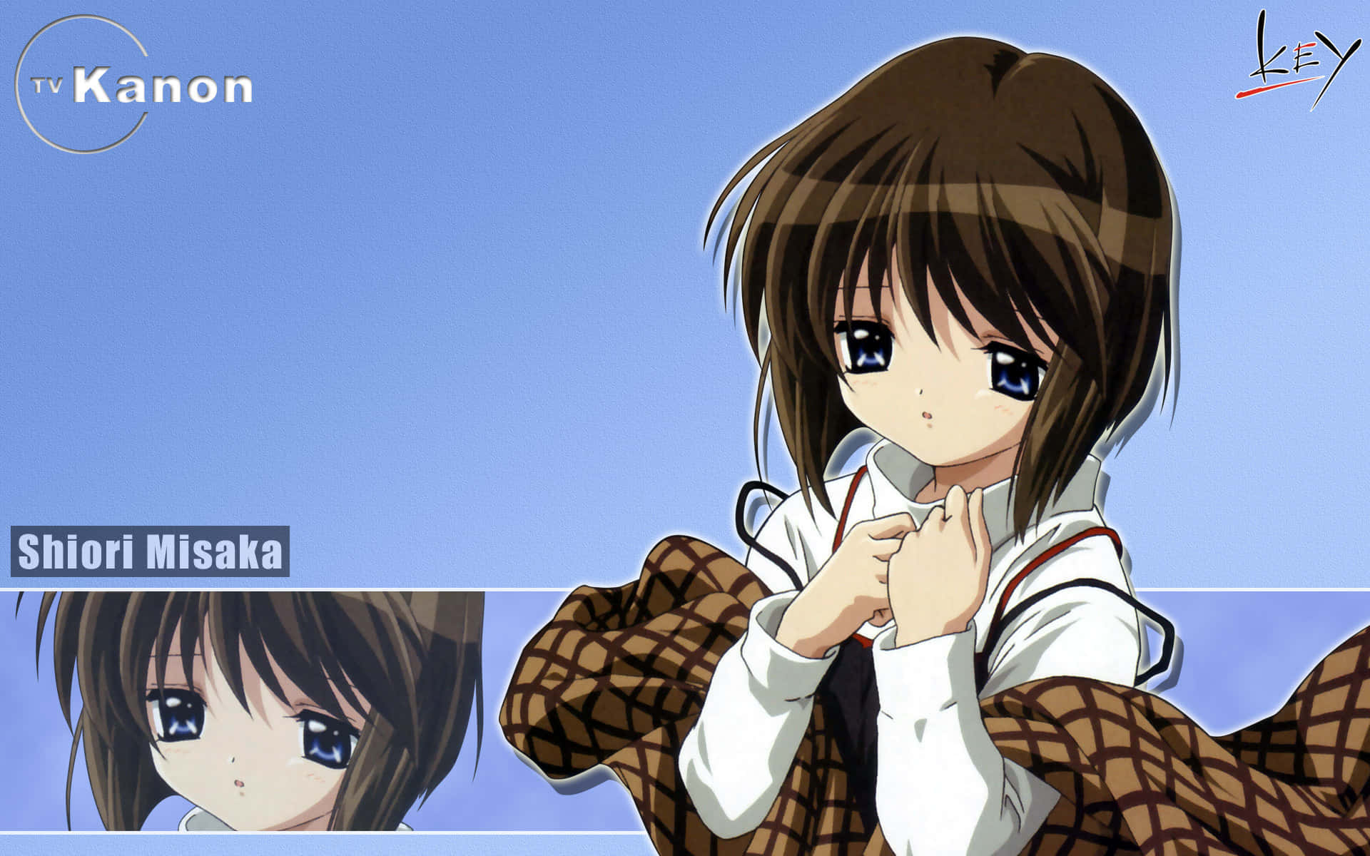 Shiori Misaka, brown hair, blue eyes, Full HD Desktop Wallpaper
