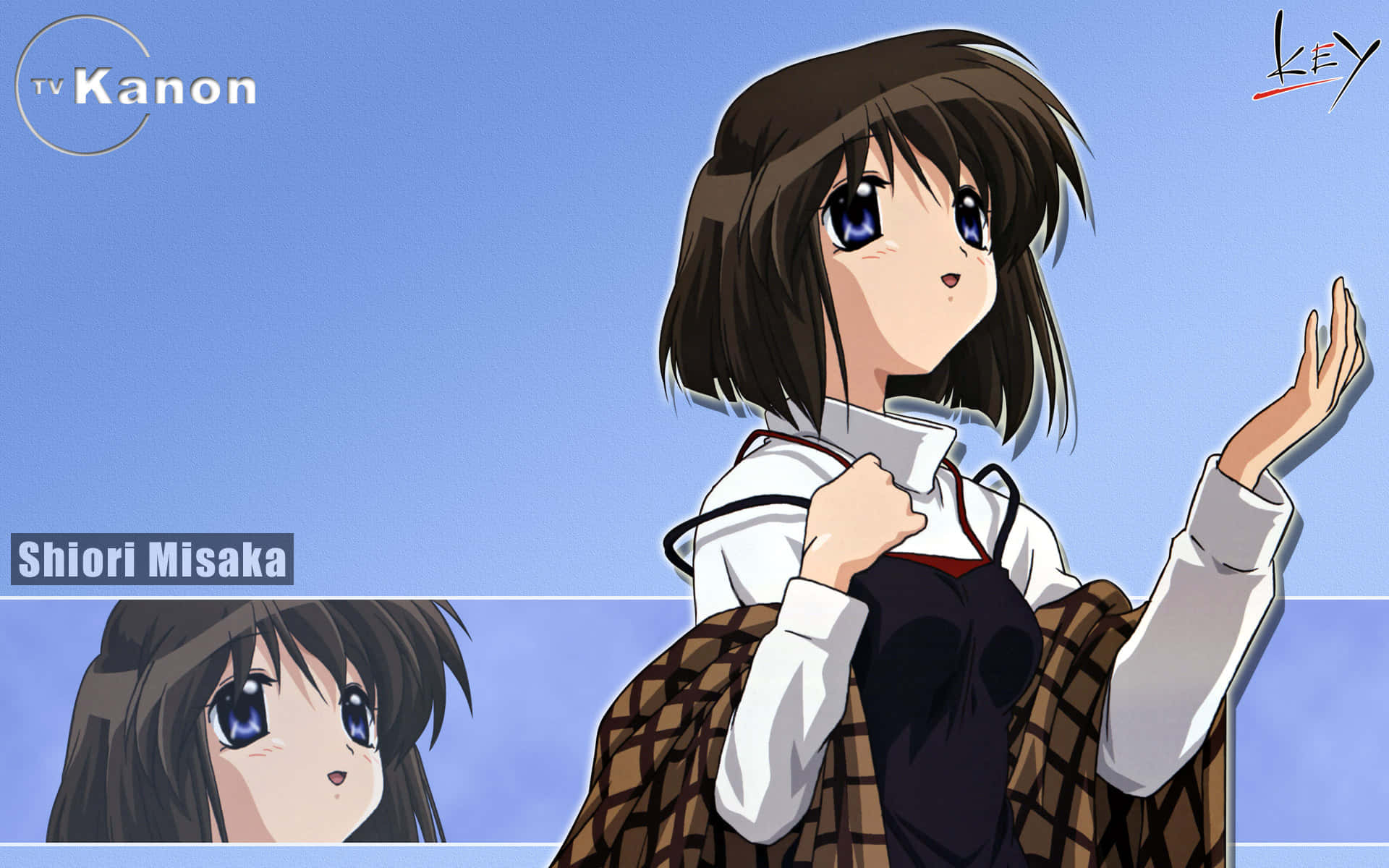 Shiori Misaka, brown hair, blue eyes, Full HD Desktop Wallpaper
