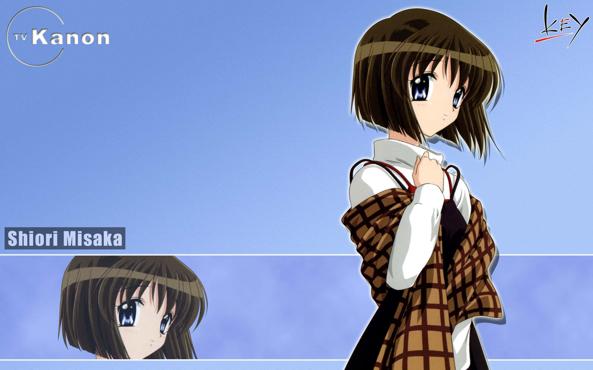 Shiori Misaka, plaid school uniform, brown hair, Full HD Desktop Wallpaper